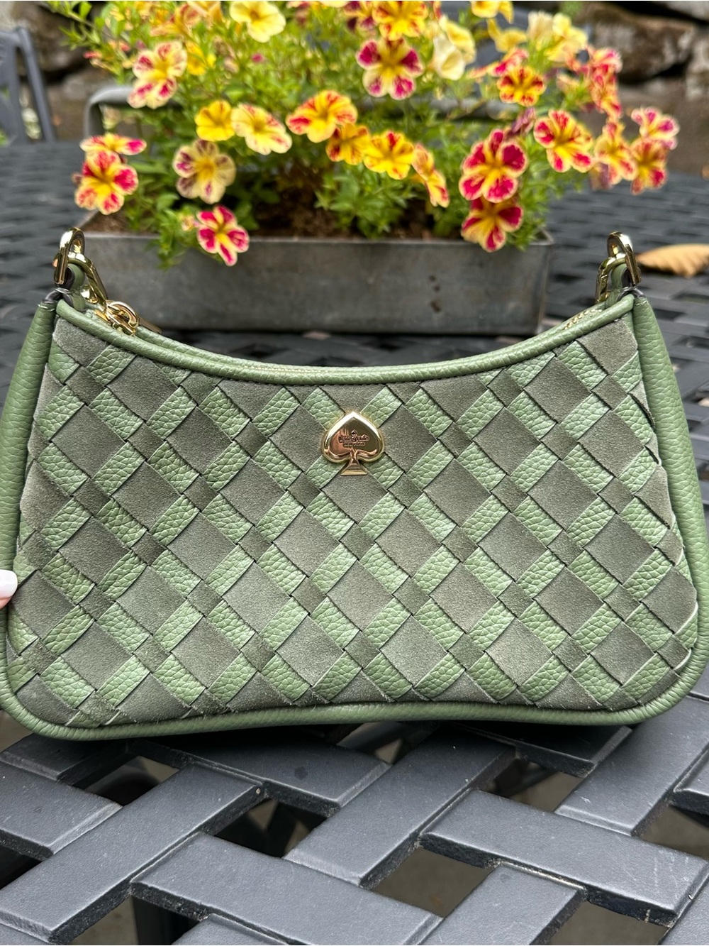 Kate Spade Green Kayla Small Convertible Woven Shoulder Bag - Picture 2 of 14